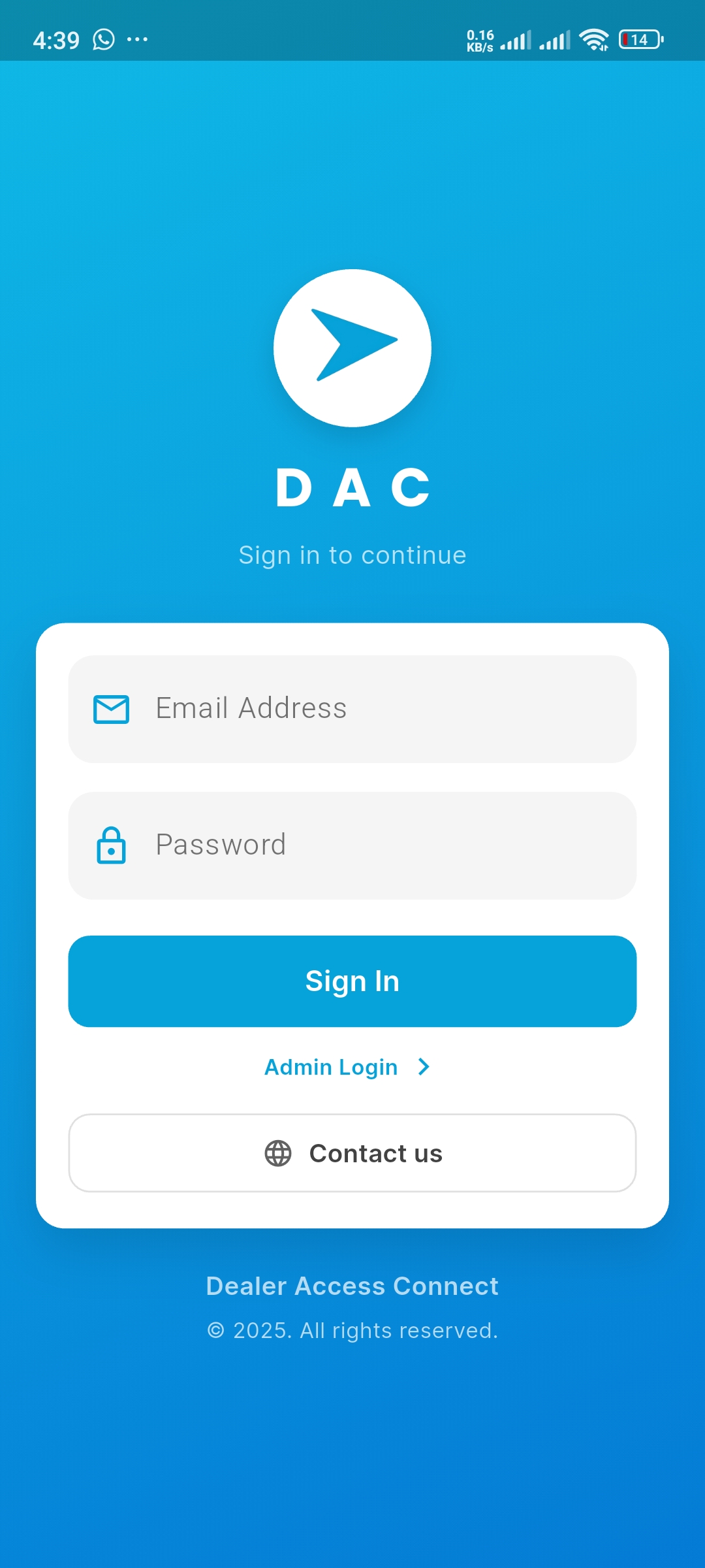 DAC App Interface Screenshot